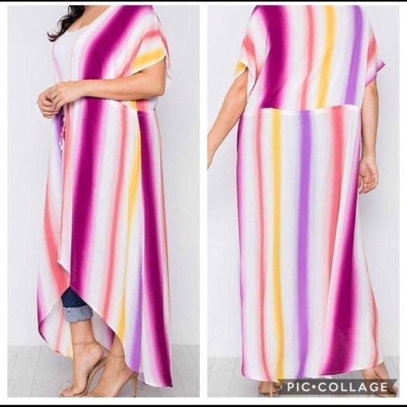 Curvy Divas: Beautiful Rainbow Colors Kimono - Picture 2 of 3